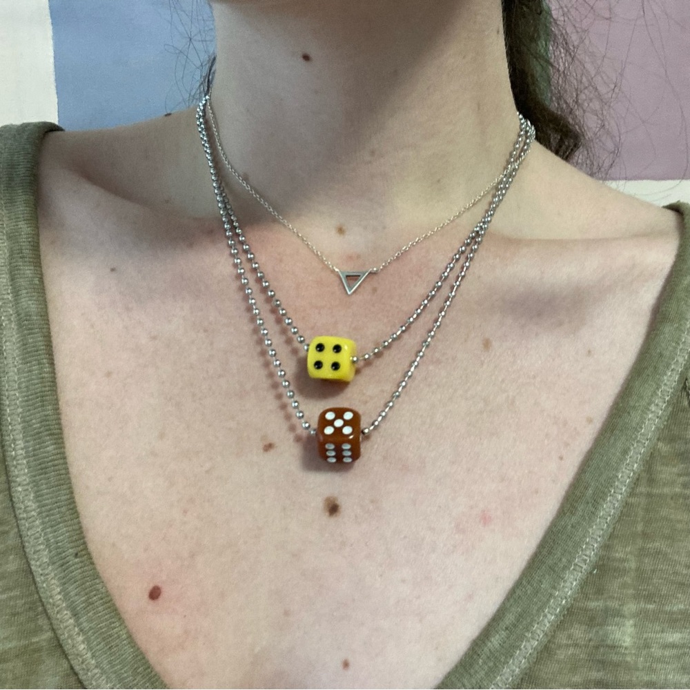 Handmade Brown Dice Necklace